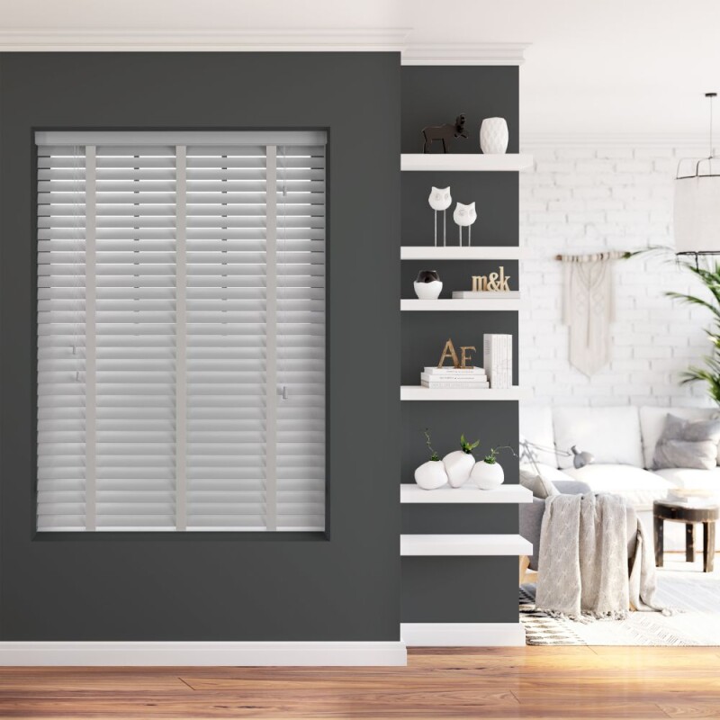 Ahşap Jaluzi 50mm Redüktörlü Kurdelalı - GRİ